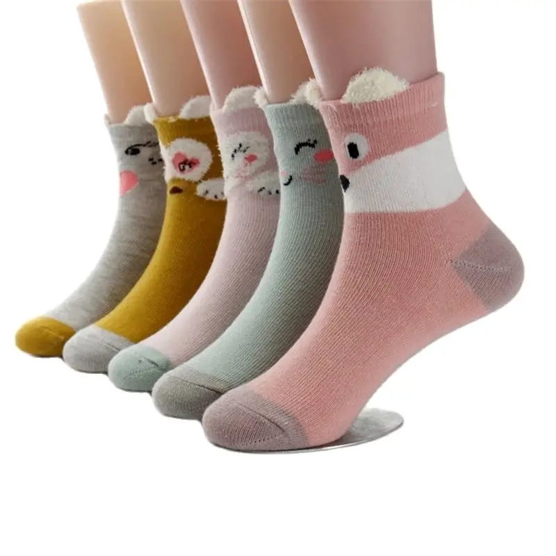 5pairs/lot New Fashion Boys And Girls Socks Ins New Cotton Socks Children Spring Autumn Socks Lovely Cartoon Sock