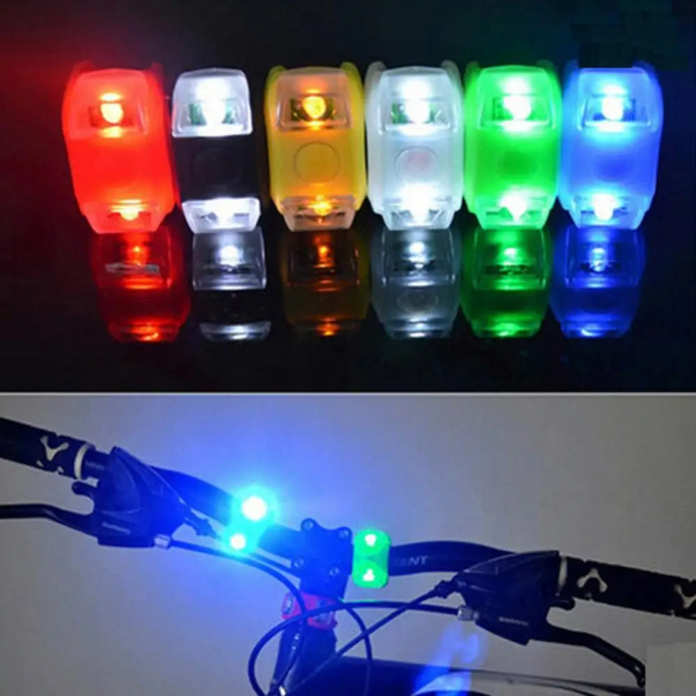 LED Fahrrad lampe Silikon Fahrrad Fahrrad Fahrrad Kopf Heck Heck Warnung Sicherheits lampe Glühbirne Batterie betriebenes Fahrrad Front licht