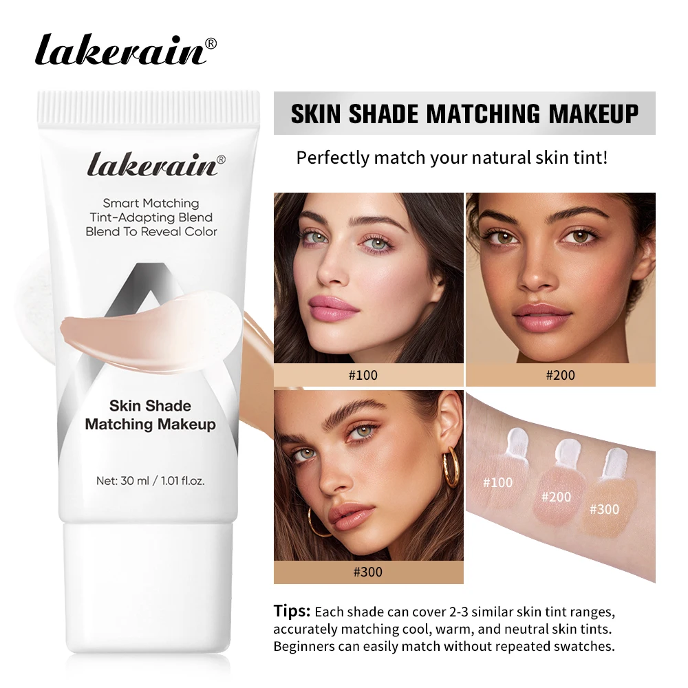 Lakerain base líquida que muda de cor, hidratante para iluminar a pele spf 15, protetor solar natural, mesmo tom de pele, corretivo leve