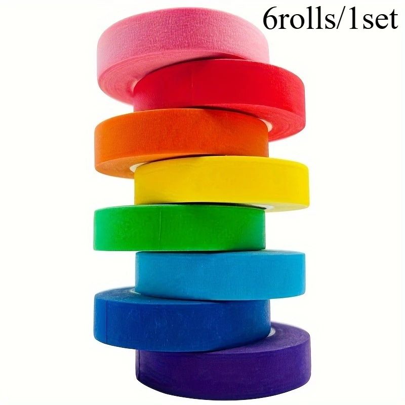 6rolls/1set of Colored Masking Tape, Colored Painter's Tape for Arts and Crafts,Drawing Tape, Craft Tape, Label Tape,