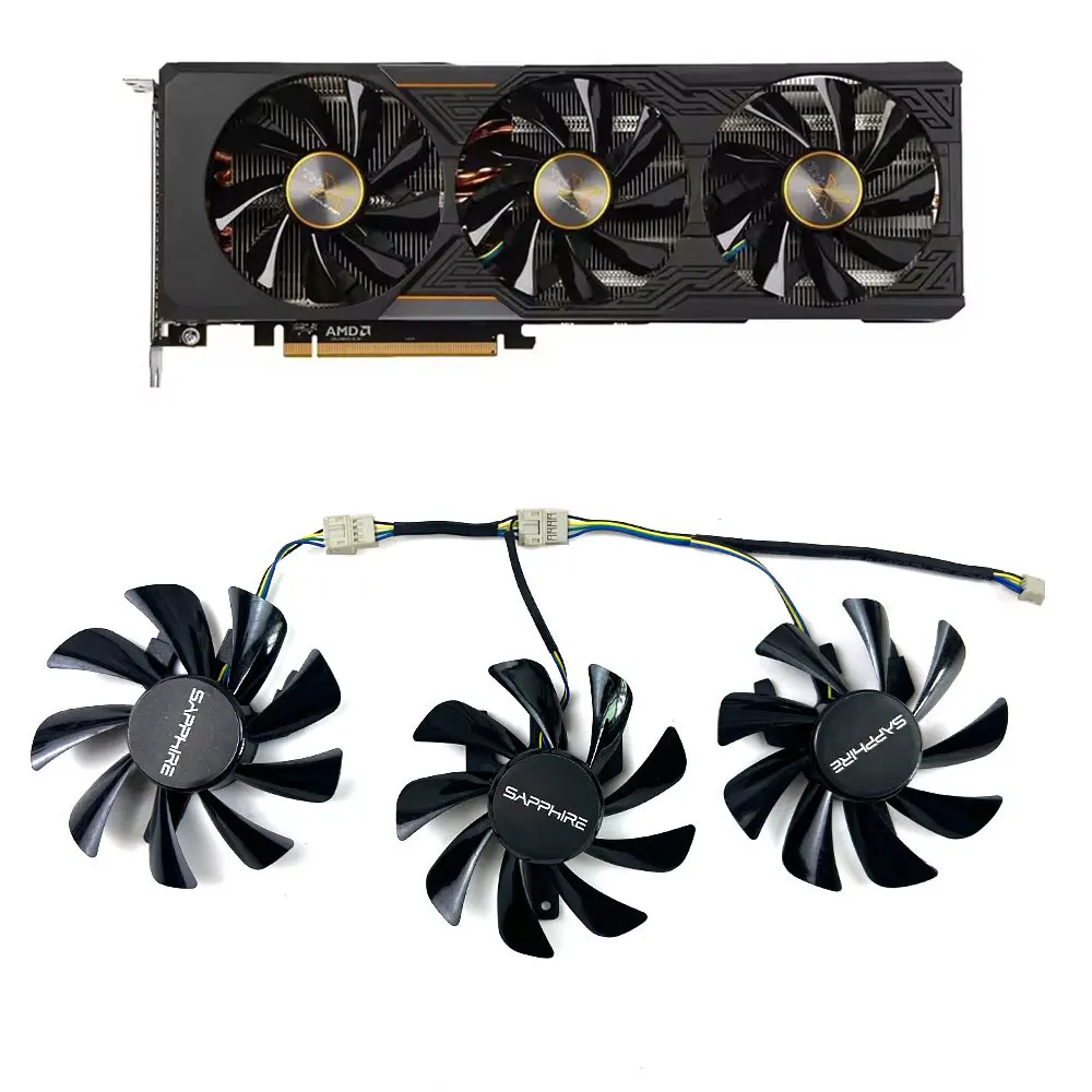 3pcs Cooling Fan 87mm 4pin T129215BU For Sapphire Radeon R9 FURY 4GB HBM Tri-X OC Graphics Video Cards