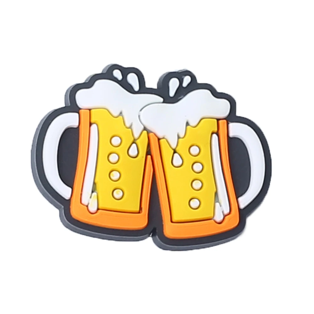 Single Sale 1pcs Beer Series Shoe Charms Accessories Children Shoe Decorations Fit Wristband Classic Clog Charms Party Present