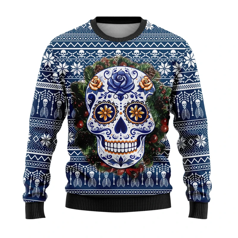 Skull Christmas Sweater Women Clothes Skeleton Sweatshirt Female Pullovers Casual Autumn Halloween Crewneck Unisex Sweatshirts