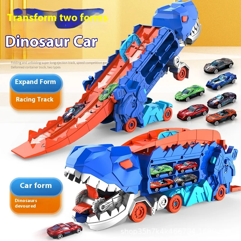 Tyrannosaurus Rail Car Two Forms Ejection Taxiing Rail Car Dinosaur Toy Boy Toy Children'S Gift Big Truck Toys For Kids