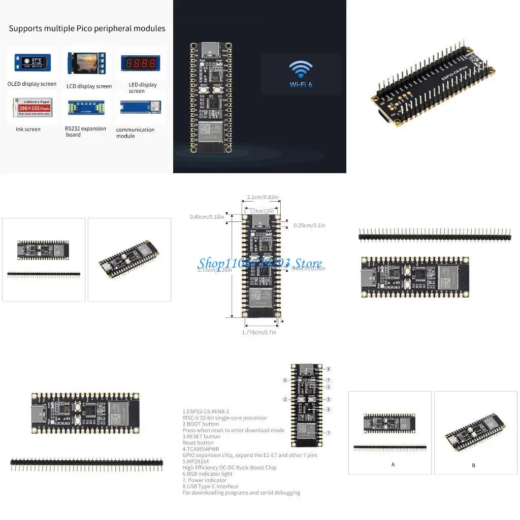 

Y2GD ESP32-C6 Microcontroller ESP32-C6 WiFi6 Development Board 160MHz Processor