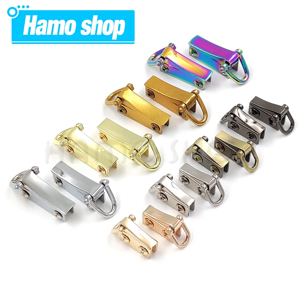 1 pair Metal Buckle Lock Bag Side Anchor Handle Connector Bag Side Edge Anchor Link Hardware with D Rings for Bag Purse Strap