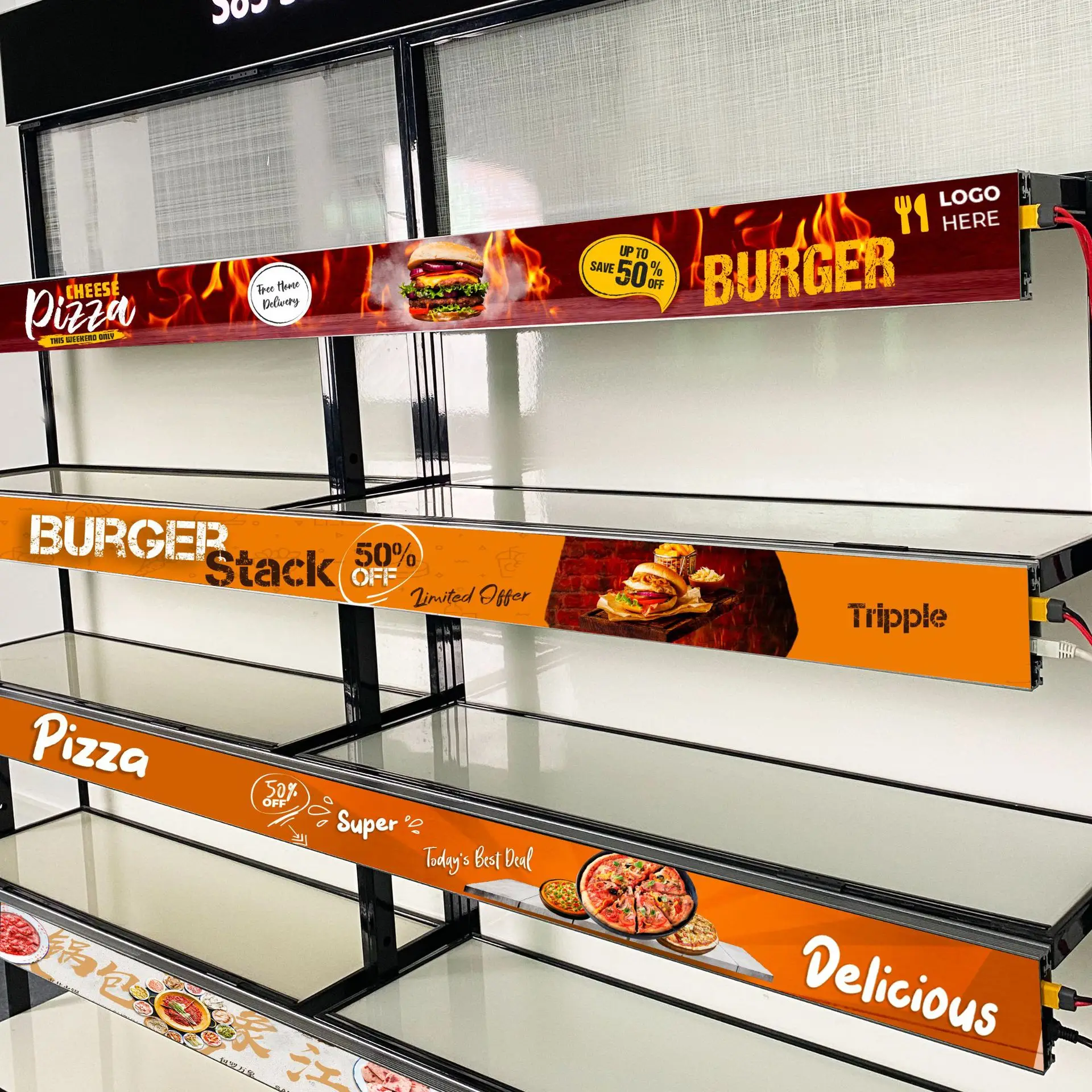 Custom Market Racks Shelves Edge Screen For Supermarket Retail Store LED Wall Panel LED Display Screen Cashier Equipment