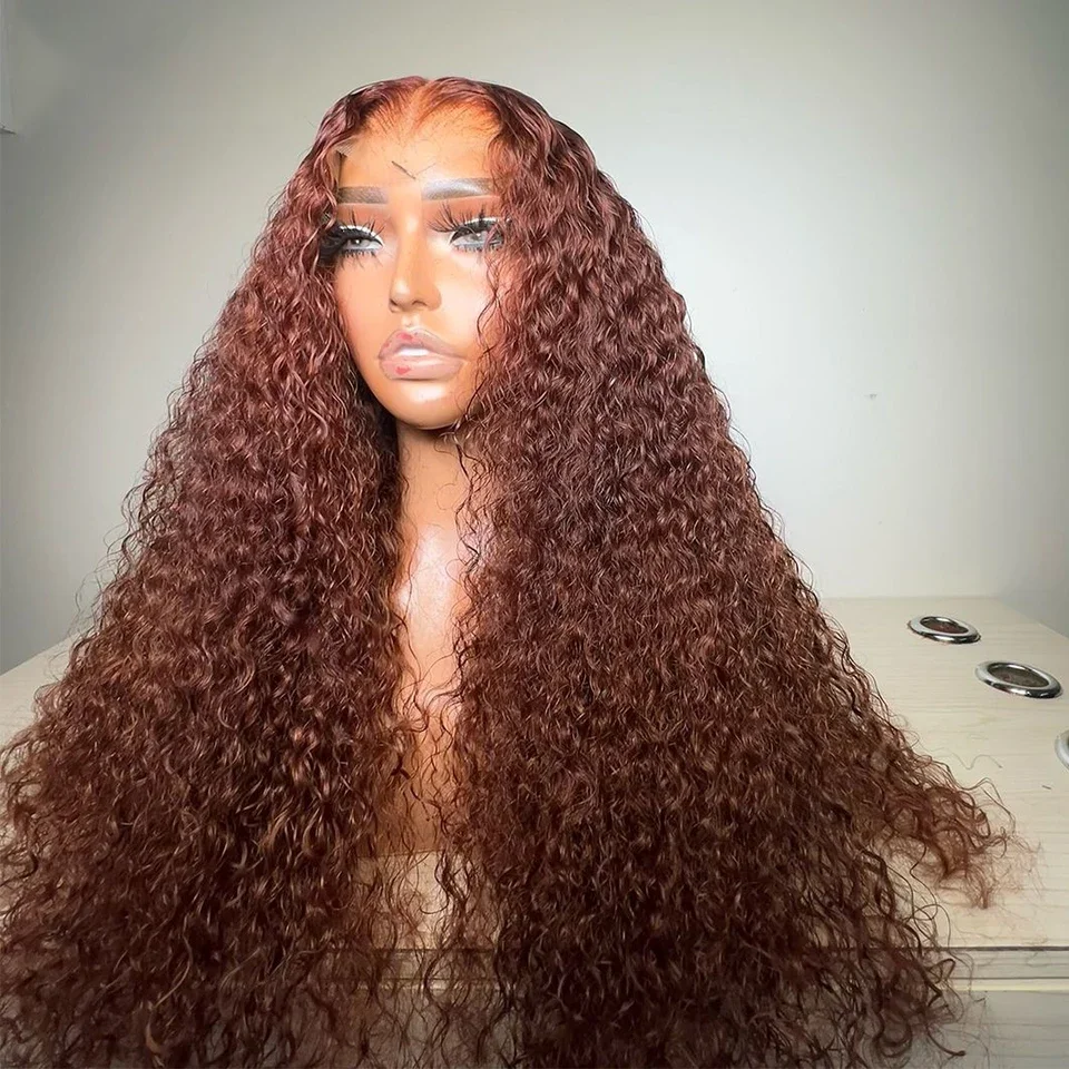 

Long Kinky Curly Soft 26'' 180Density Ginger Brown Lace Front Wig For Black Women BabyHair Heat Resistant Glueless Preplucked