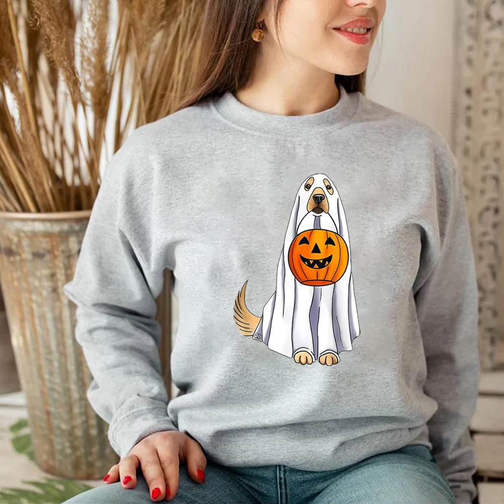 Halloween Dog Sweatshirt Funny Halloween Sweater Golden Retriever Shirt Golden Retriever Ghost Hoodie Unisex Sweatshirts