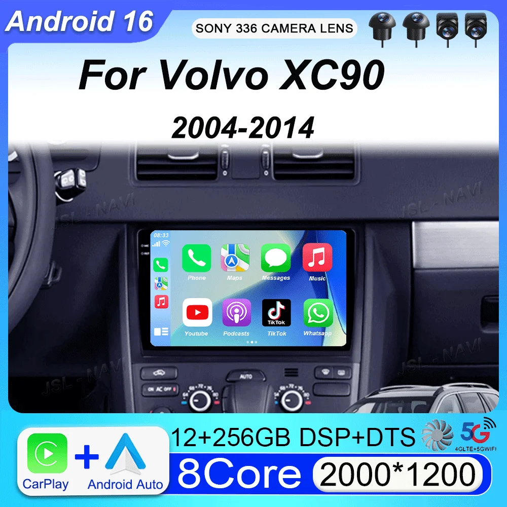 Android 16 For Volvo XC90 2004-2014 Car Radio Multimedia Video Player Navigation Stereo GPS Octa Core 2 Din 360 Camera WiFi 5G