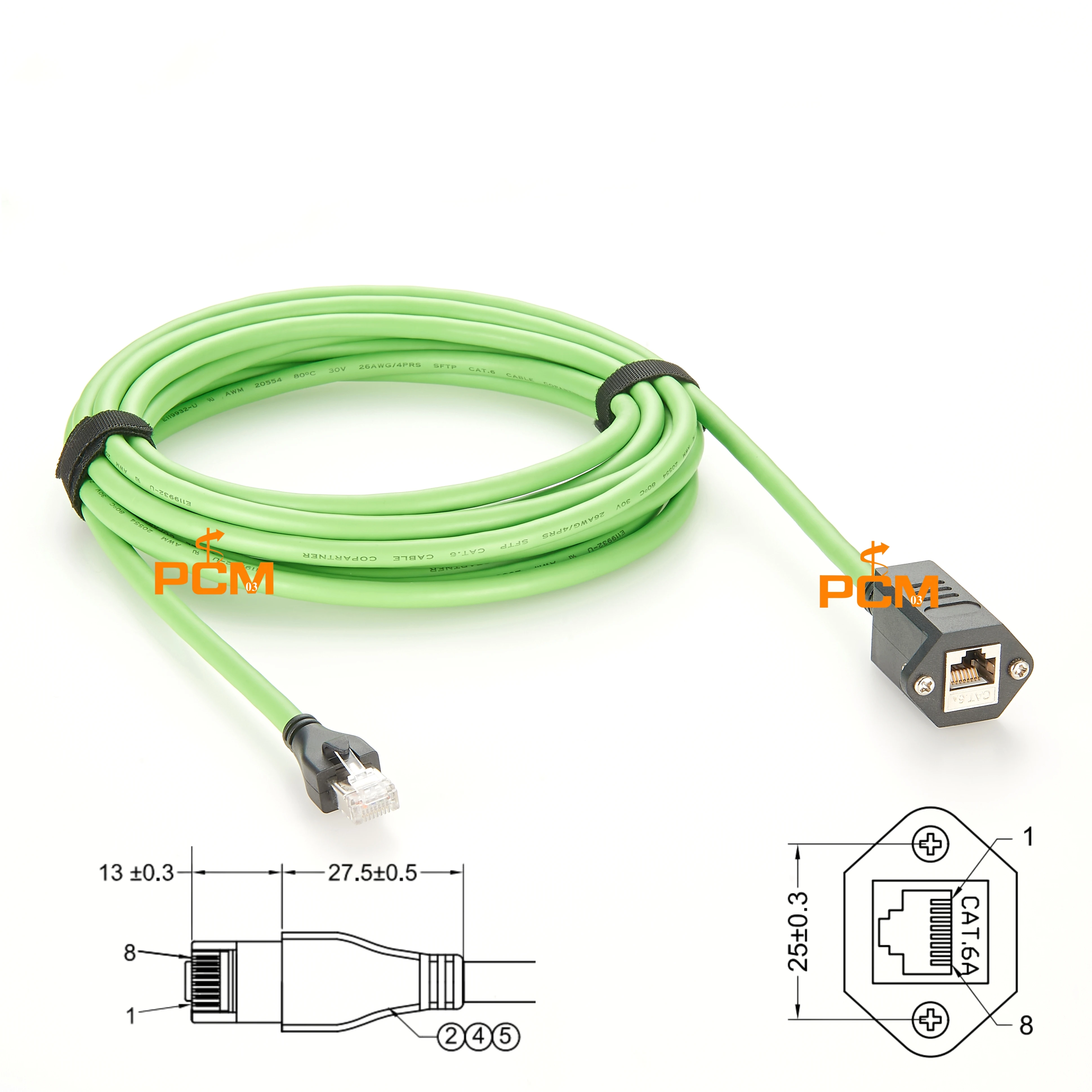 5M Cat6a 8P8C RJ45 Cable Male to Female with Screws for Panel Mounting Ethernet LAN Networks RJ45 Extension Cable High speed