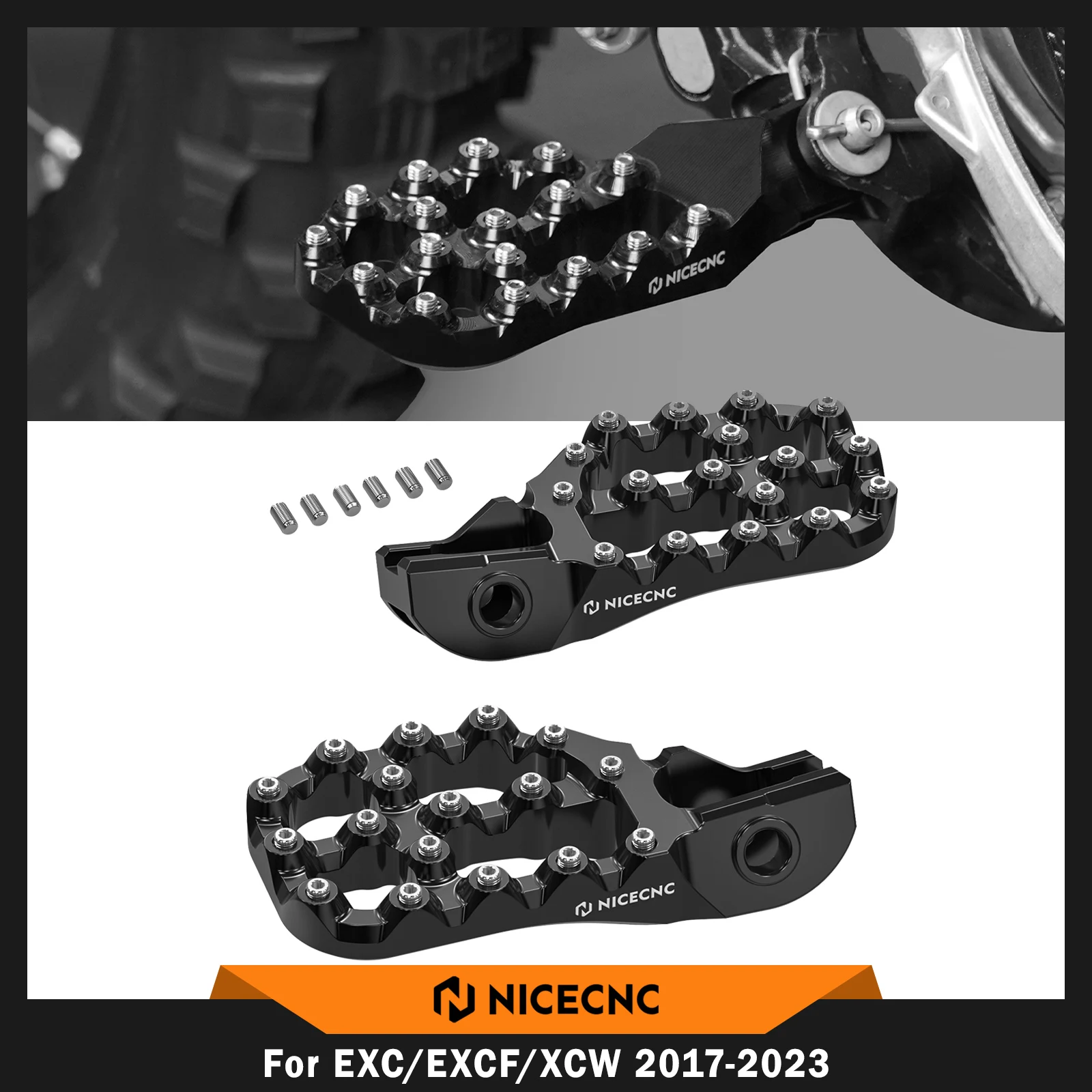 NICECNC For KTM EXC 300 2017-2023 EXC 250 EXCF 350 EXC 450 XCW 300 Offset Foot Peg Footrests SX 125 SXF 250 SXF 450 2017-2022