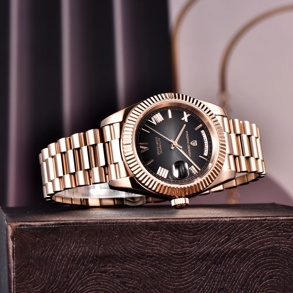 2025 Neue PAGANI DESIGN DD40 Roségold Herrenuhren NH36 Automatikuhr für Männer Mechanische Armbanduhren Luxus AR Saphiruhr