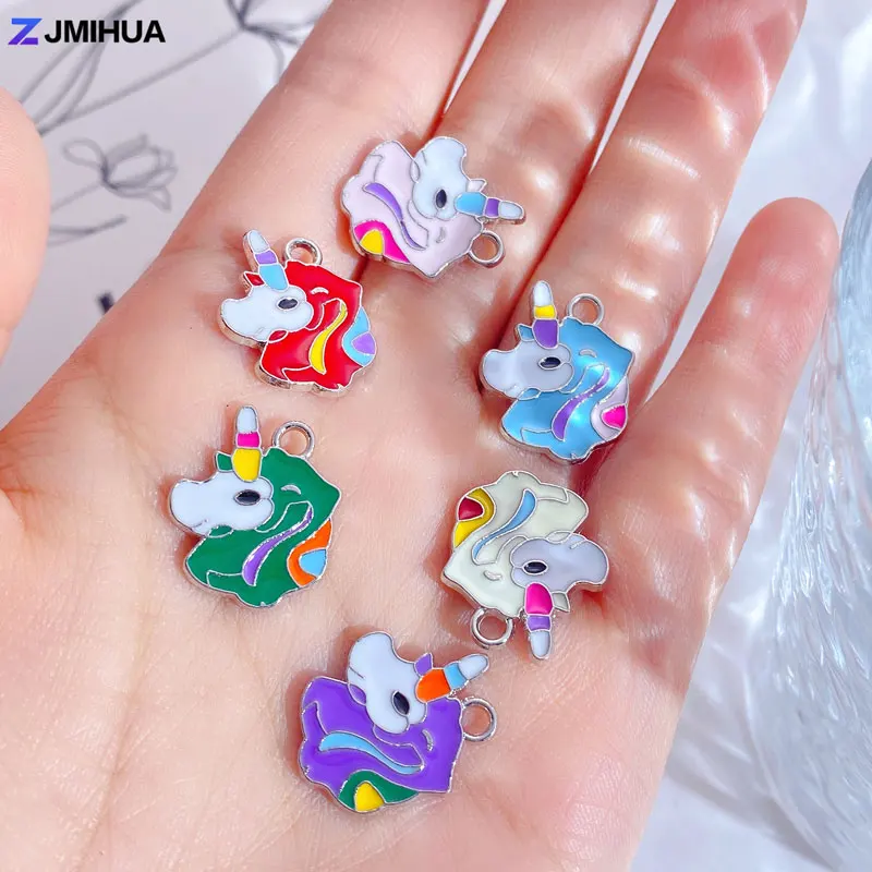 15pcs Enamel Rainbow Unicorn Charms Pendants For DIY Handmade Earrings Bracelets Crafts Jewelry Making Accessories