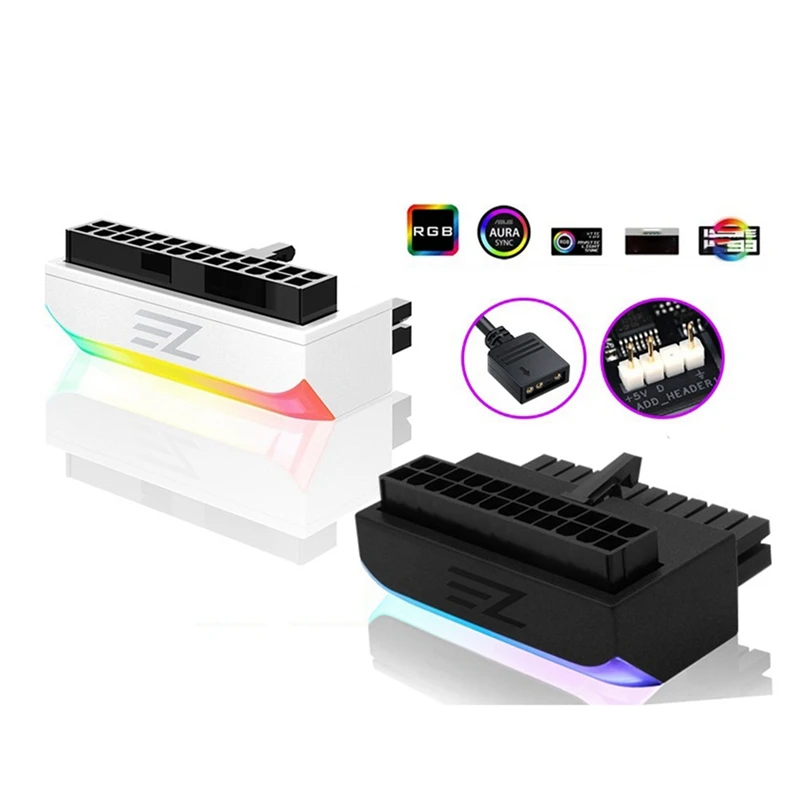 5V Synchronized 24 Pin Turn Header Computer Motherboard Atx Power Supply 24P To 90° Connector Turn Alignment Adapter