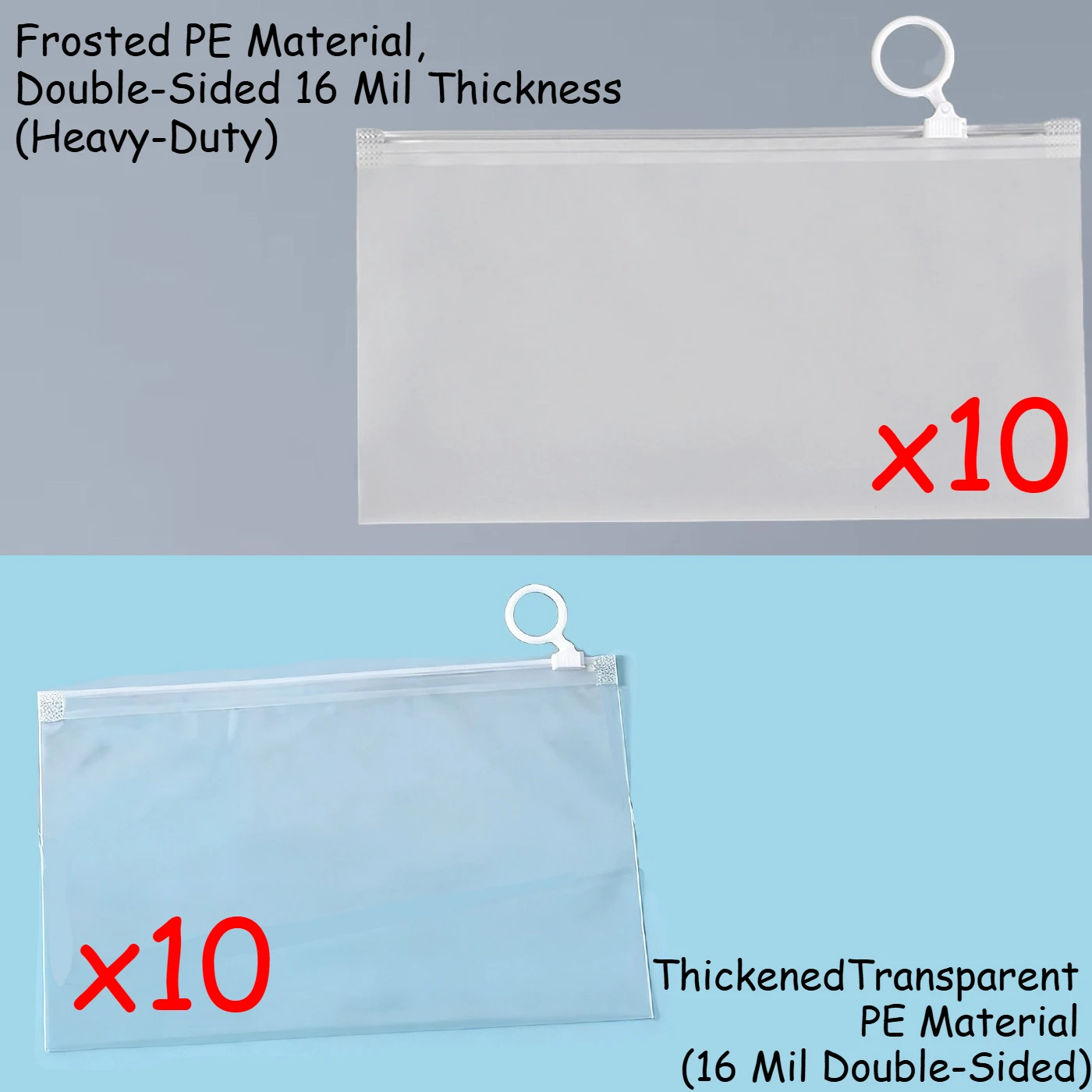 20pcs Thickened Storage Bags, Frosted & Clear Pouches with Pull Ring – Durable Organizer for Travel, Documents & Small Items