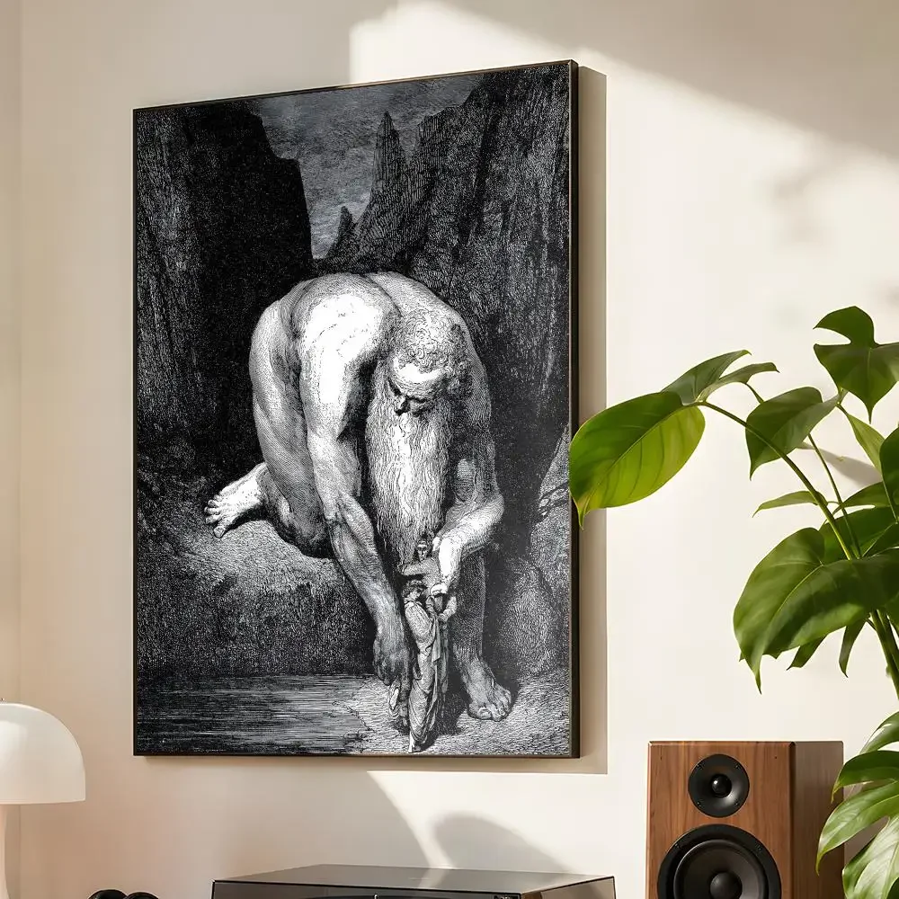 Gustave Dorés Divine Comedy Gothic Mystical Art Death And Woman Poster Matte Wall Art Waterproof Room Decoration Bedroom