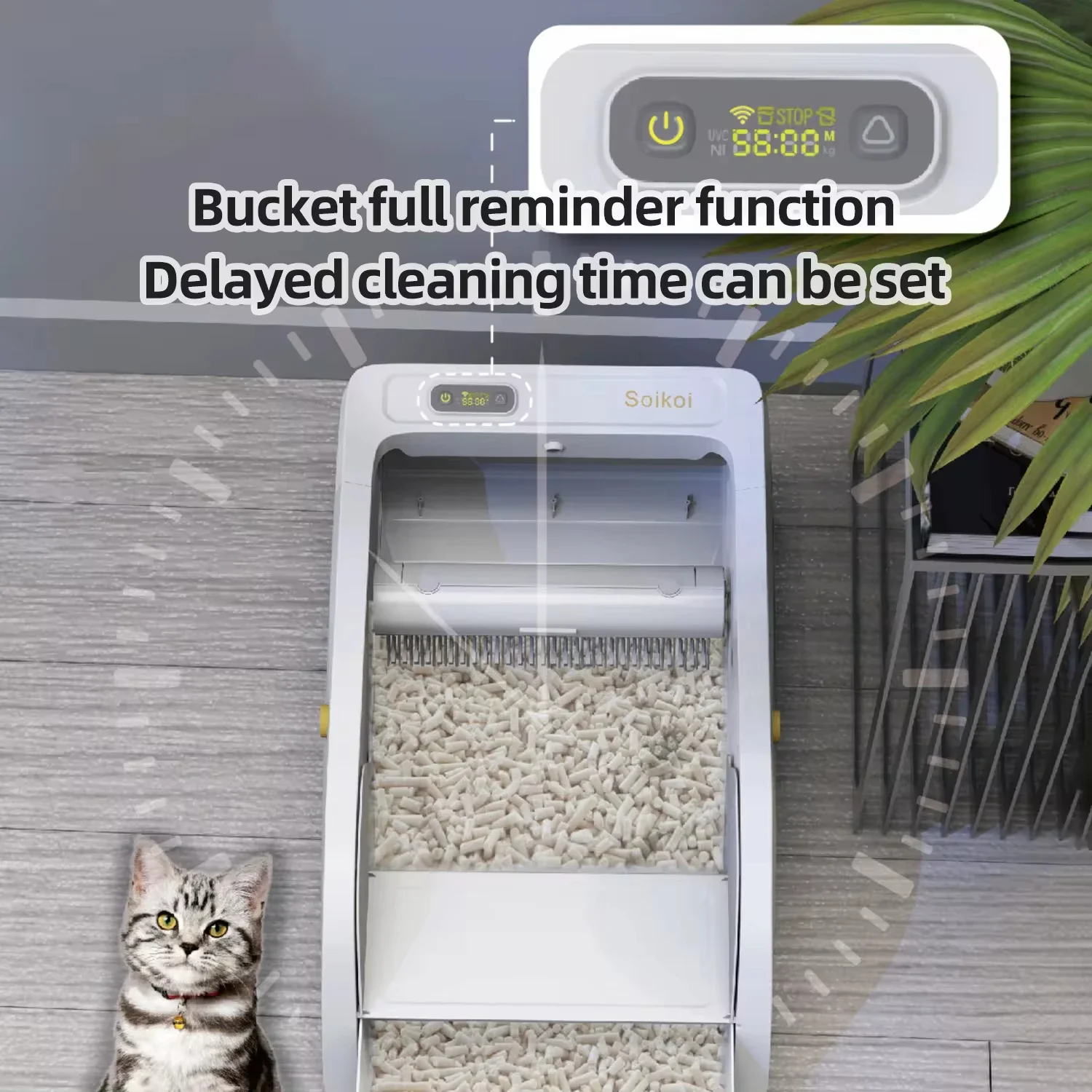 Smart Cat Toilet Self-cleaning Cat Box Pet Toilet Semi-closed Automatic Video APP Control Cat Box with Pet Poop Bags