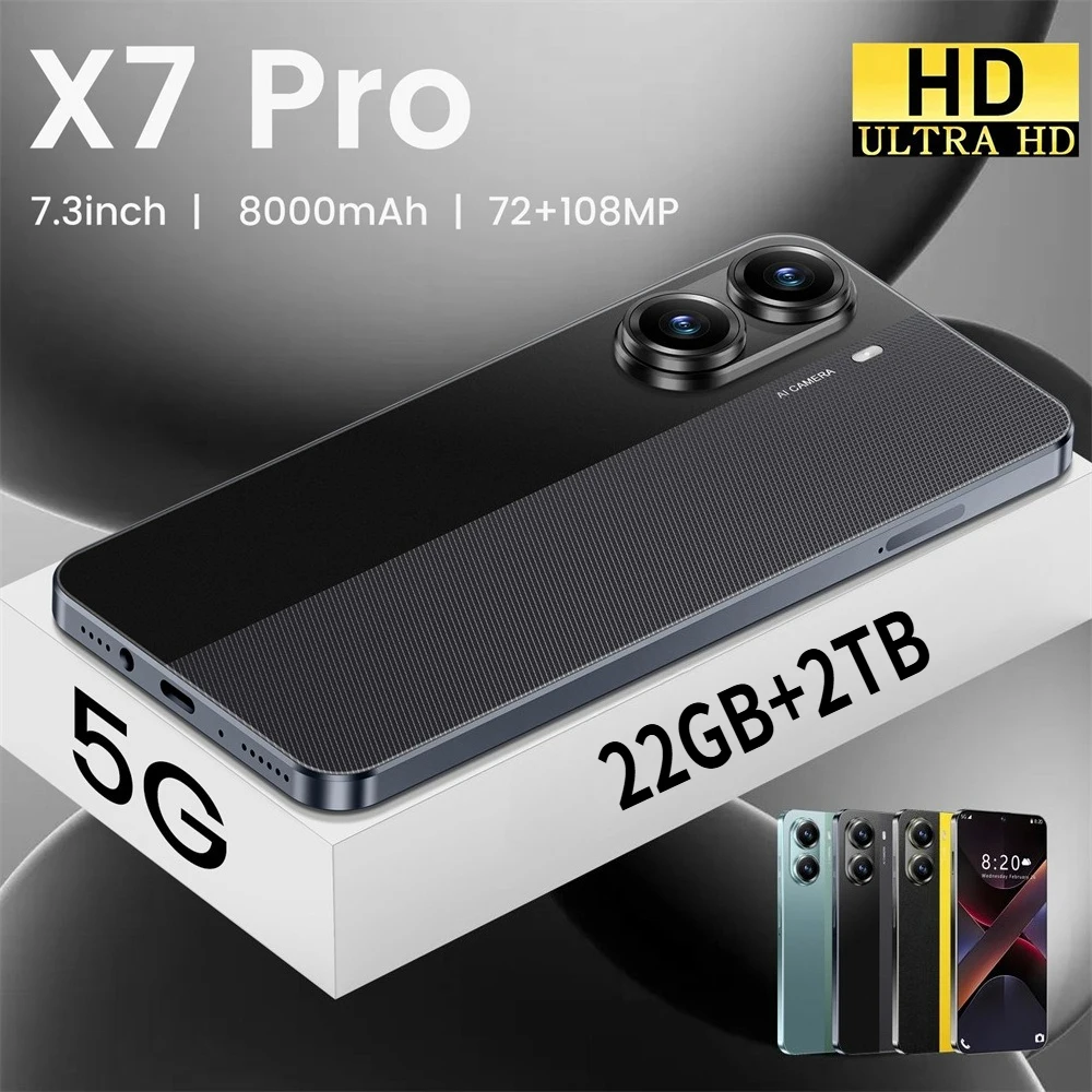 

Protective Cover For Original X7 Pro Global Version 7.3" HD Smartphone Android 14 Cases For 5G Dual Sim 22GB+2TB Silicone Case