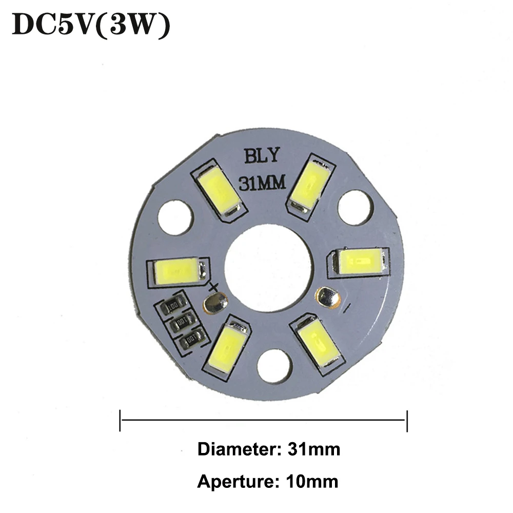 ไฟ LED 3W 5V แบบ USB แผงไฟ SMD5730 ชิป สีแดง เขียว ขาวอบอุ่น เหลือง ม่วง ทรงกลม แหล่งกำเนิดแสง พร้อมสายเคเบิล 1.5 เมตร