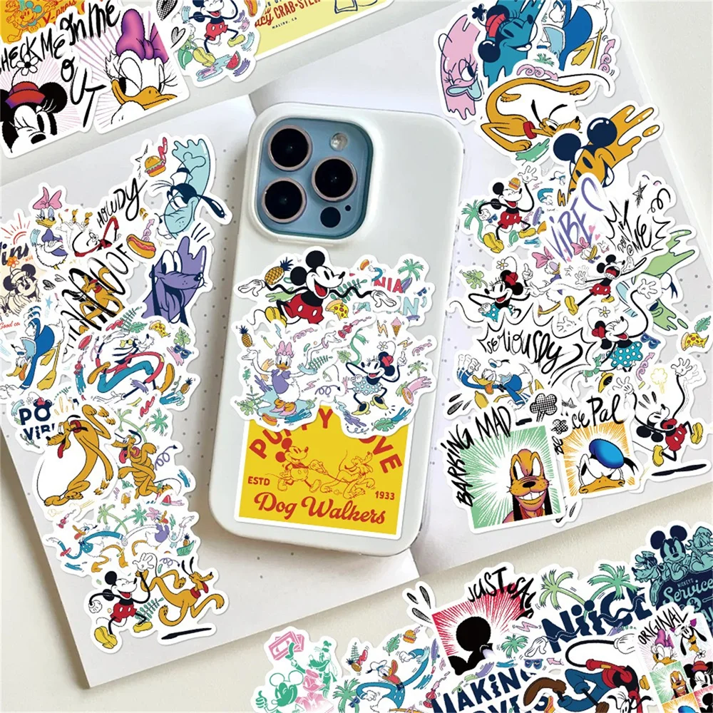 Disney 50 pièces en forme d'étranglement Mickey Graffiti autocollant pour coque de téléphone bagages journal créatif bricolage autocollants cadeaux de vacances de noël