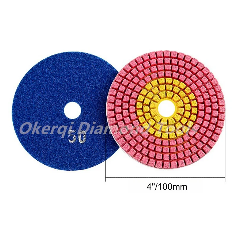 7Pcs 4 Inch 100mm Grinding Discs Wet Polishing Disc Diamond Polishing Pads For Granite Marble Quartz Terrazzo For Angle Grinder