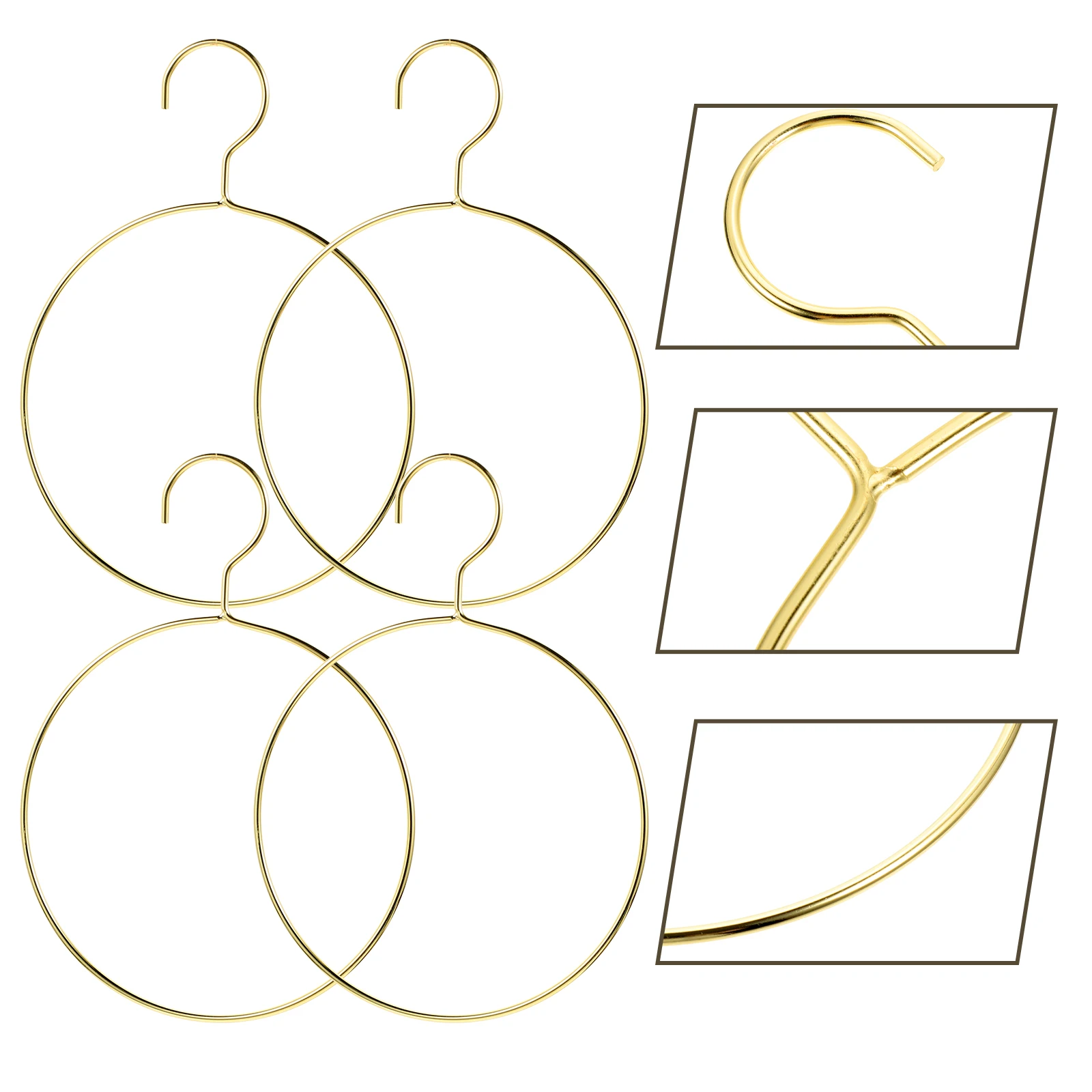 

4pcs Scarf Ring Hangers Closet Organizer Tie Hanger Heavy Duty Metal Clothing Hangers for Scarves Shawls Belts Space Saving