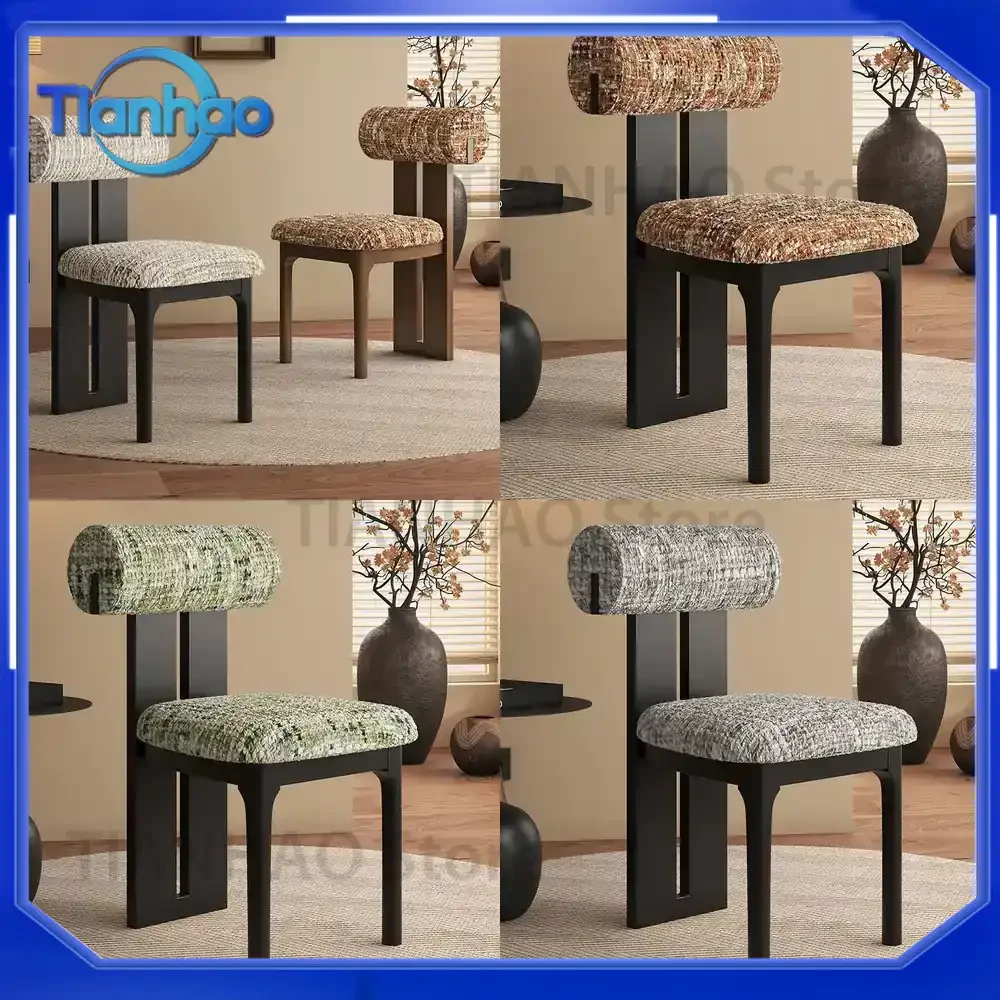 French Nordic Solid Wood Dining Chair for Home Restaurant Retro Back Designer Chair