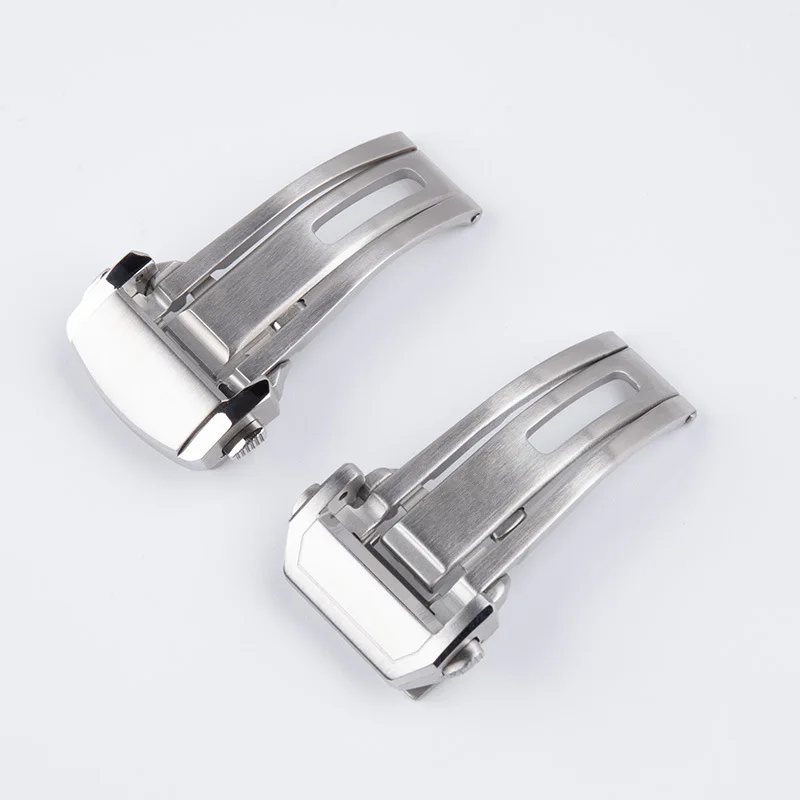 Solid Steel Glide Lock Deployment Clasp for Longines 18mm Micro Adjust Folding Buckle Silver Brushed Men Replacement Watch Band