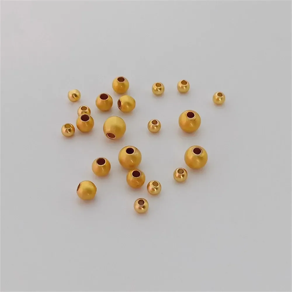 18K Gold-plated Beads Matte Sand Gold Round Beads Loose Beads Spacer Beads Necklace Bracelet Diy Handmade Jewelry Accessories