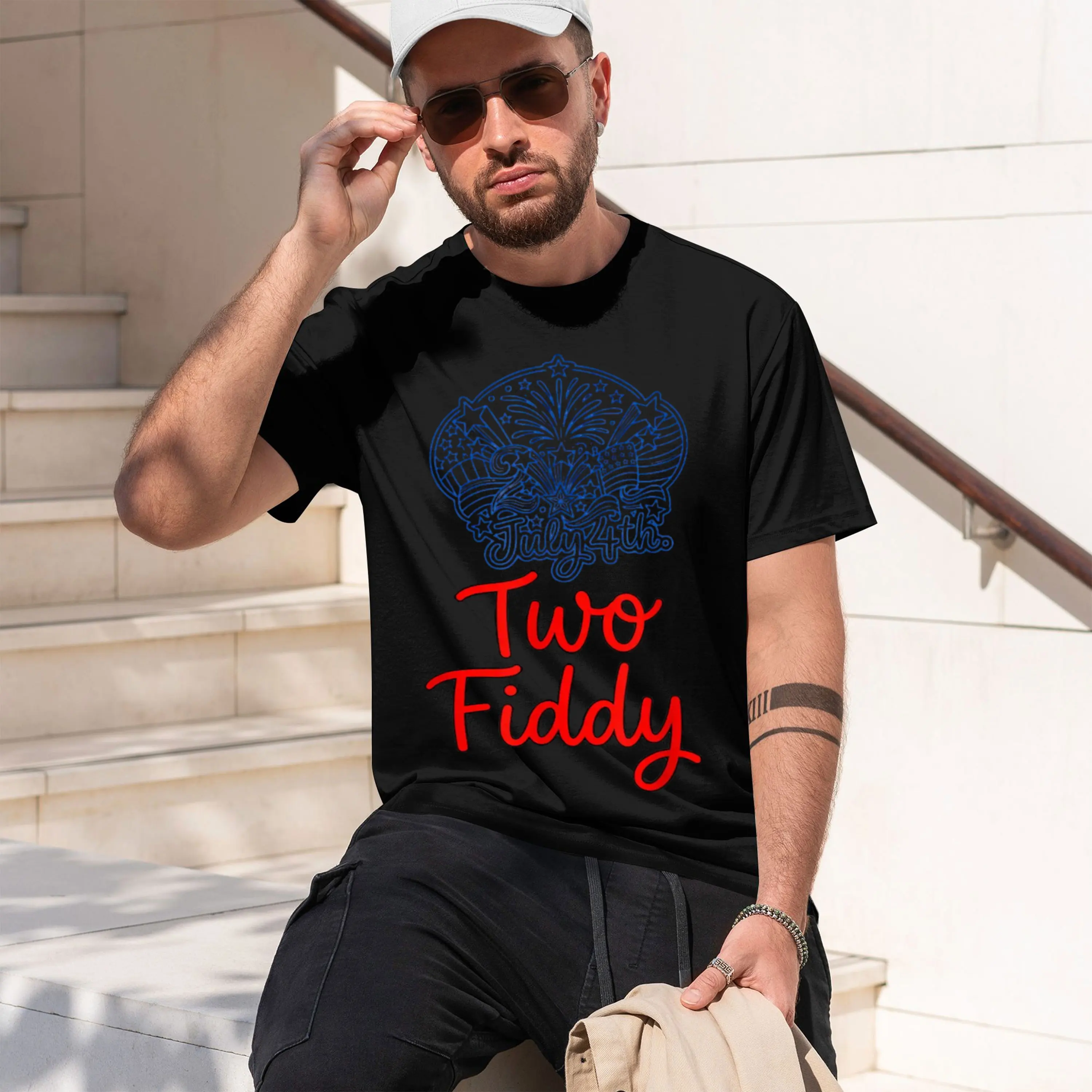 Two Fiddy 4Th Of July 250 T-Shirt Summer Short-Sved Breathable Sweat-Wking Versatile Trendy T-Shirt 2026 New Model Short-sleeve