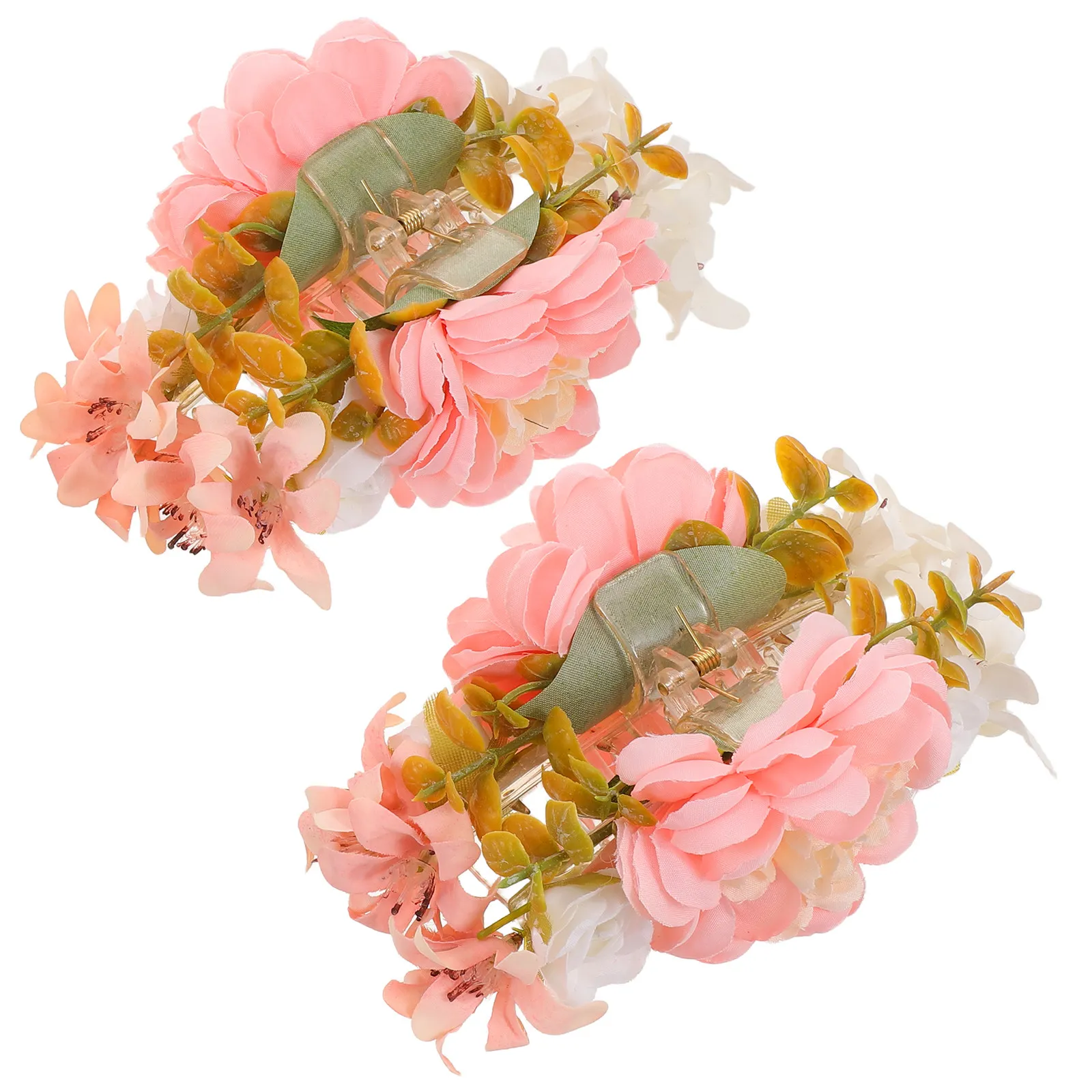 2Pcs Flower Hair Claw Clip Elegant Fabric Artificial Floral Hairpin Bridal Bridesmaid Wedding Hair Accessories