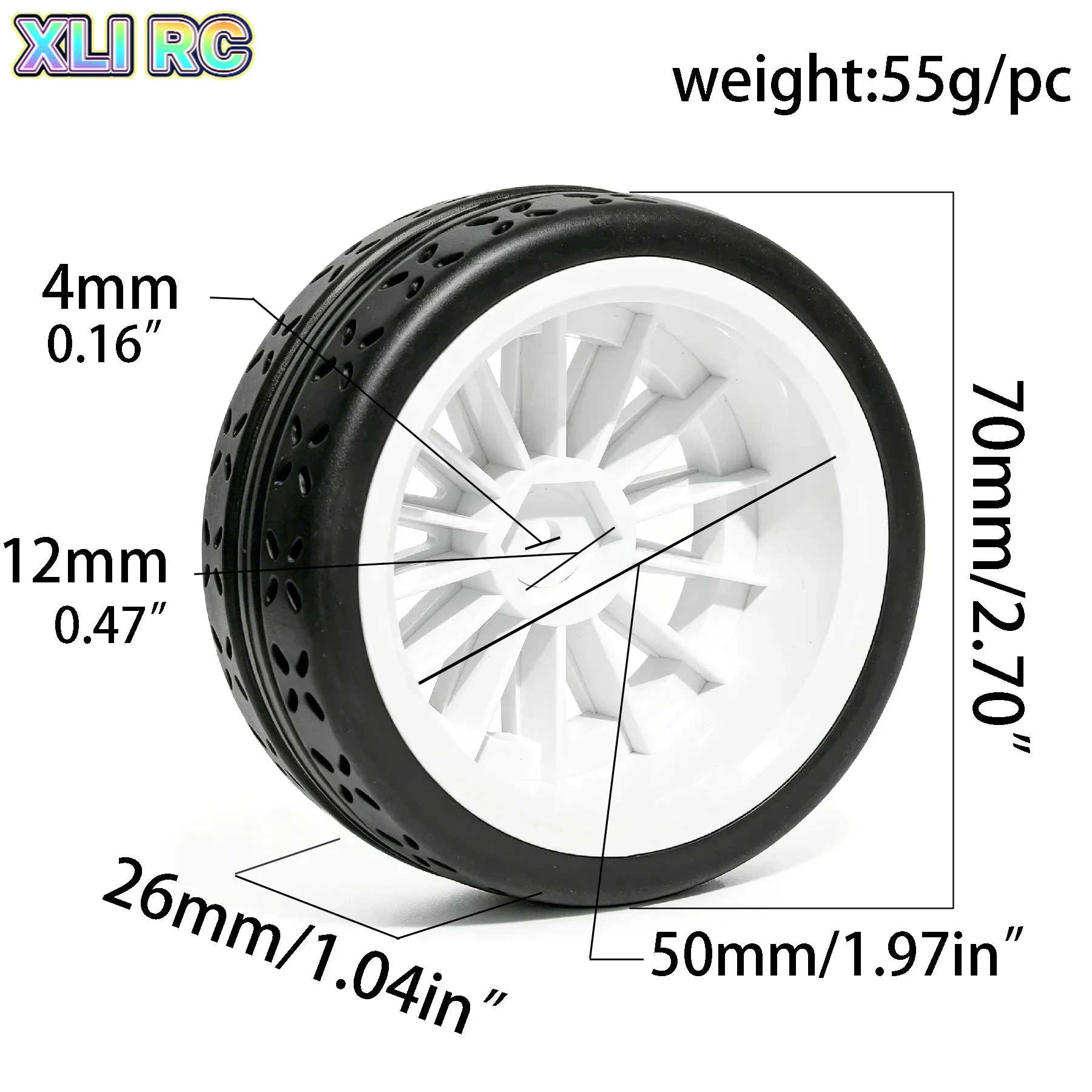 4Pcs 70mm Outer Diameter High Speed On Road RC Tires, 1/10 RC Drifting Car Tyres Fit Traxxas HSP Tamiya HPI Kyosho Upgrade Parts