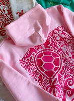 Women's Turtle Embroidered Hoodie Long Sleeve Kangaroo Pocket Drop Shoulder Casual Pullover Sweatshirt