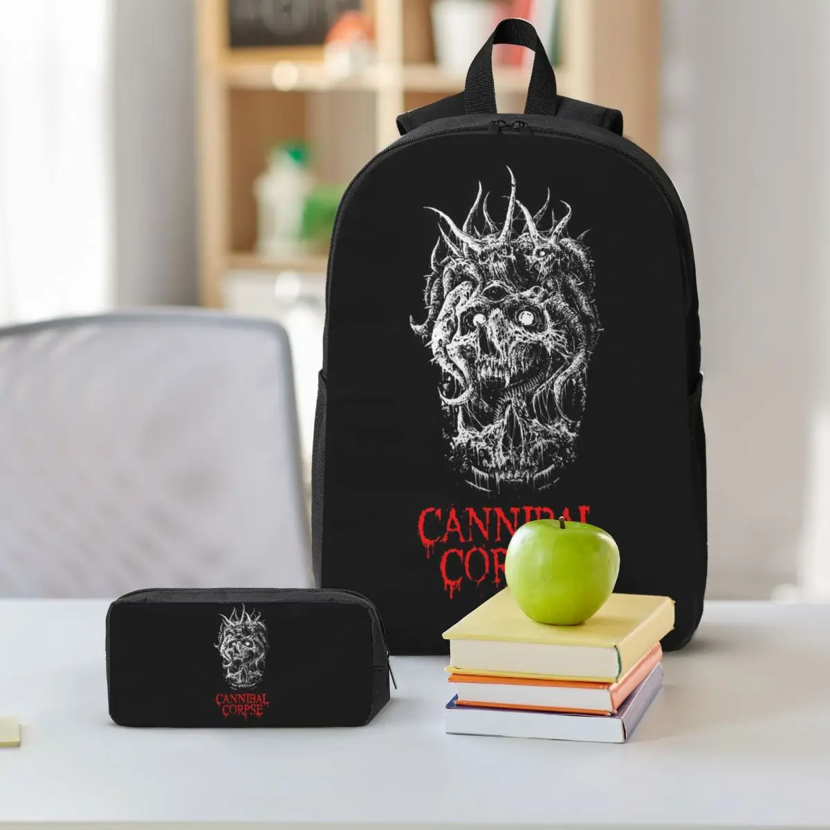 Cannibal Corpse Metal Skateboard Backpack Student BookBag School Bag Shoulder Bags 3ps Insulated Lunch Bag Pencil Case
