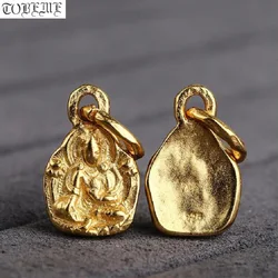 Tibetan Green Tara Small Pendant 100% 925 Silver Gold Plated Tara Charm Good Luck Amulet