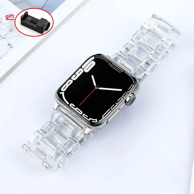 Candy Color Resin Strap For Apple Watch 40mm 42mm 44mm 45mm 49mm Sport Watch Replacement Watchband for IWatch 8 7 6 SE 5 4 3 2 1