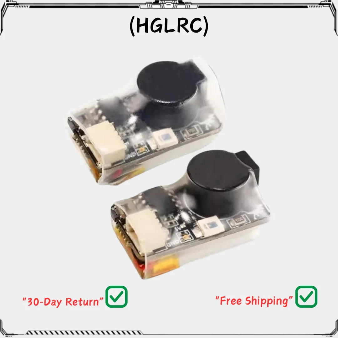 100dB Lost Model Buzzer with LED, HGLRC Soter for FPV Drone Rescue, Built-in Battery Ultra-Compact 22x12x12mm for Airplane/Quad