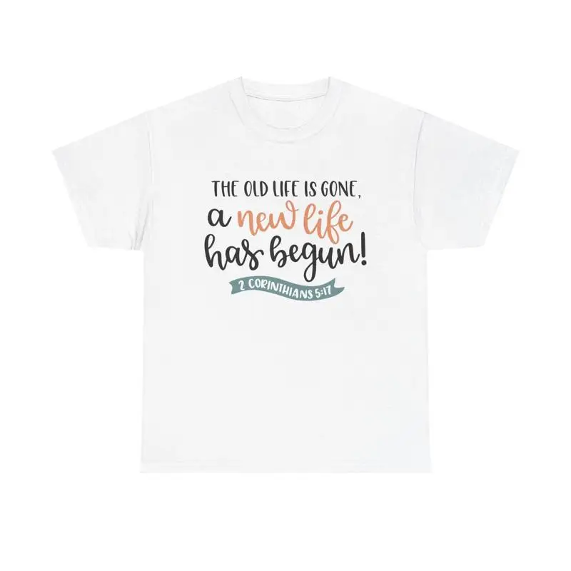 Nova vida tem começou t camisa fé cristã 2 corinthianos 5 17 versículo da bíblia bonito