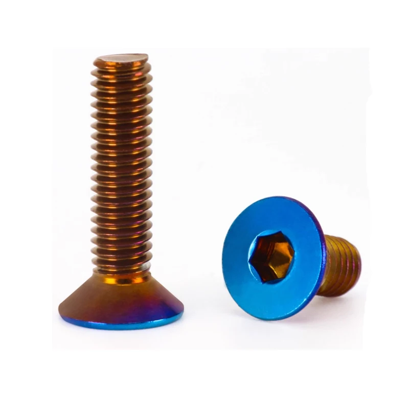 

M4/M5/M6/M8 Flat Allen Key Screws - DIN7991 Hex Socket Countersunk Head, SUS304 Stainless Steel with Burning Blue Plating
