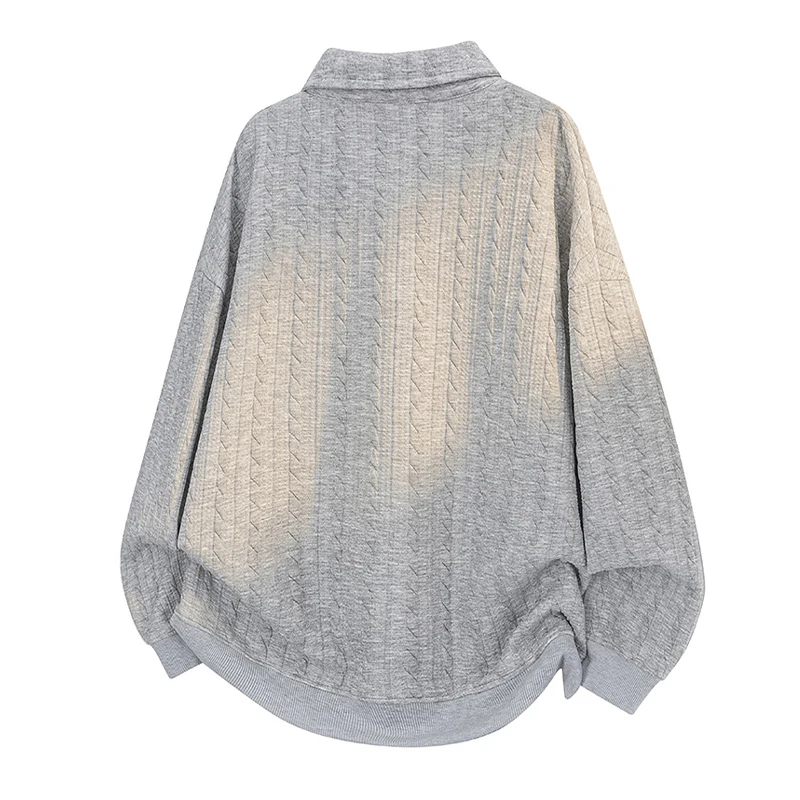 Maglione con motivo texture orecchio di grano, marchio di moda, risvolto, manica lunga, top da uomo, autunno e inverno, pullover, camicia POLO per adolescenti