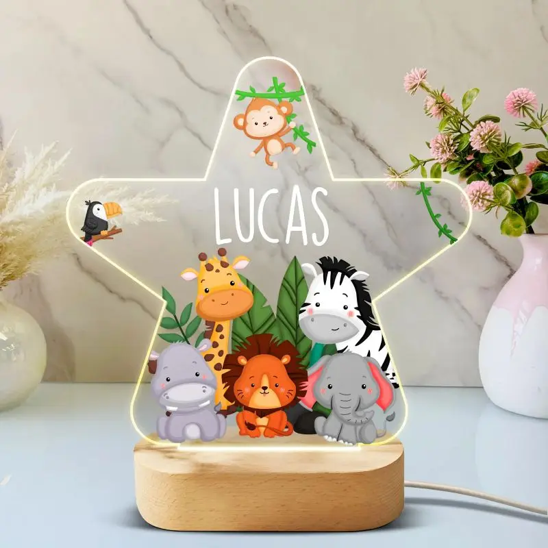 Personalized Night Light - Custom LED Lamp for Kids, Perfect Gift for Animal Lovers Nightlight for Boys and Girls