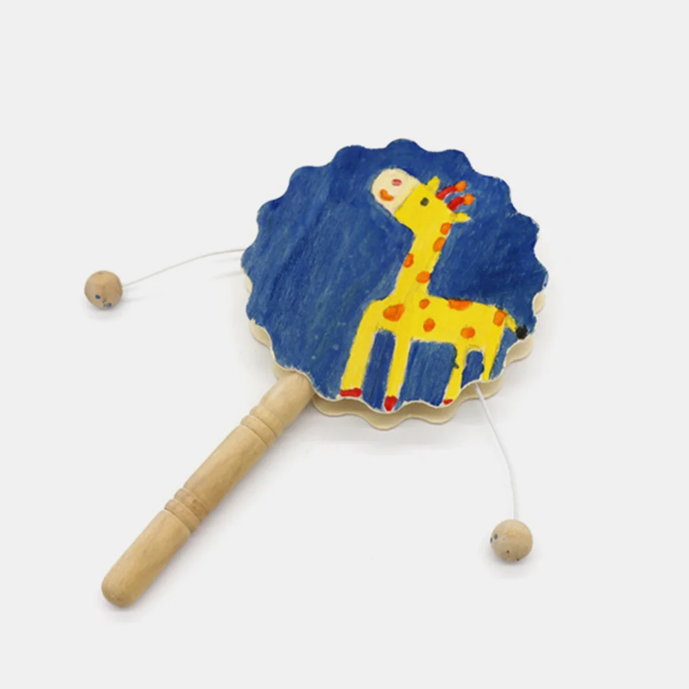 

Blank Wooden Rattle-Drum DIY Craft Easy to Paint and Store Home Desktop Adornments for Kids Aesthetic Unfinished Rattle-Drum