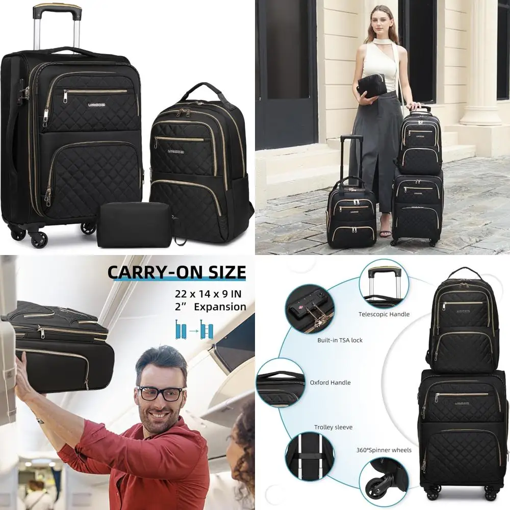 

LARVENDER Softside Carry On Luggage 3 Piece, Expandable Carry On Luggage 22x14x9 Airline Approved 20-inch Carry on Suitcase with