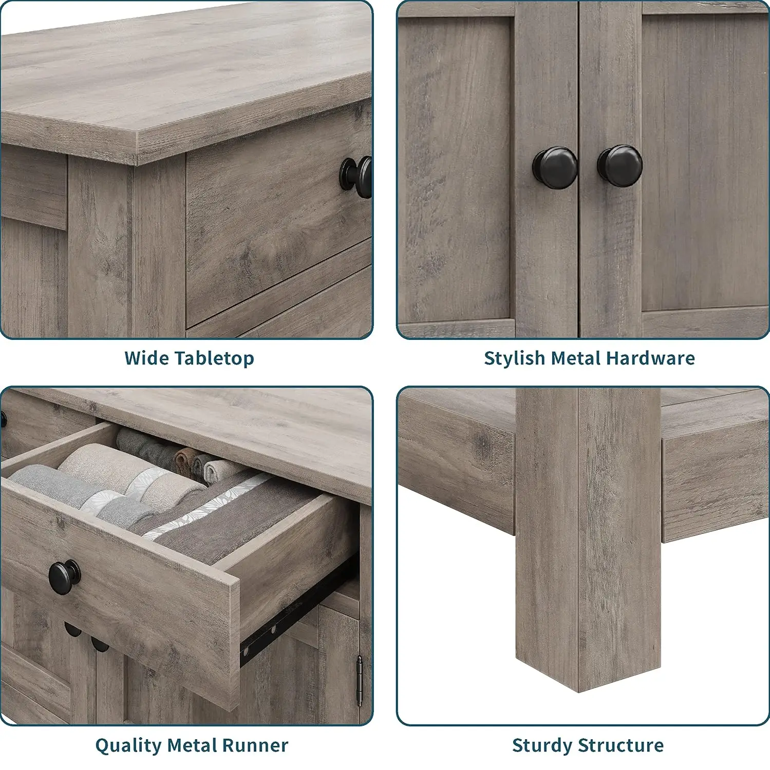 Farmhouse Console Table with Storage 35"W Entryway Ash Gray, Customized