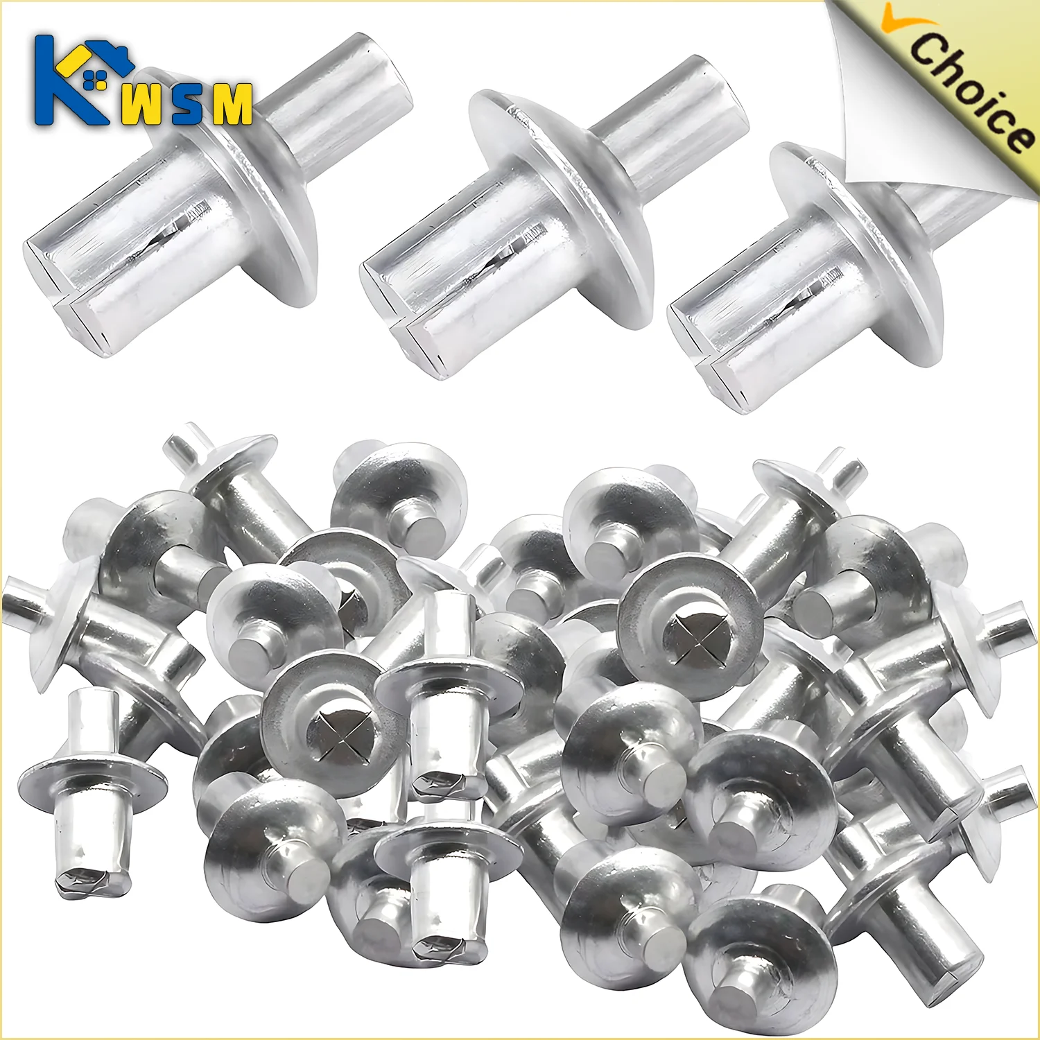 10-500PCS Hammer Drive Expansion Aluminum Nail Head Piercing Rivets Gypsum Board Hollow Wall Expansion Aluminum Nails Fasteners