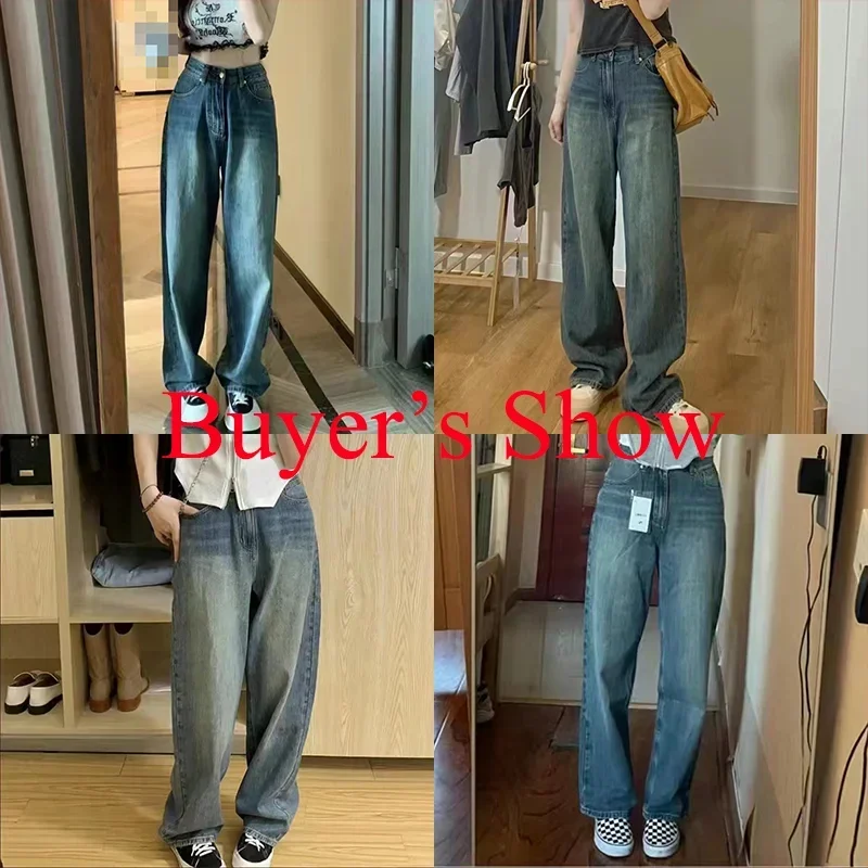 Vintage Wide Leg Cargo Jeans Women 2024 Autumn High Waist Bagge Pants Woman Y2k Streetwear Loose Denim Trousers Female 2023