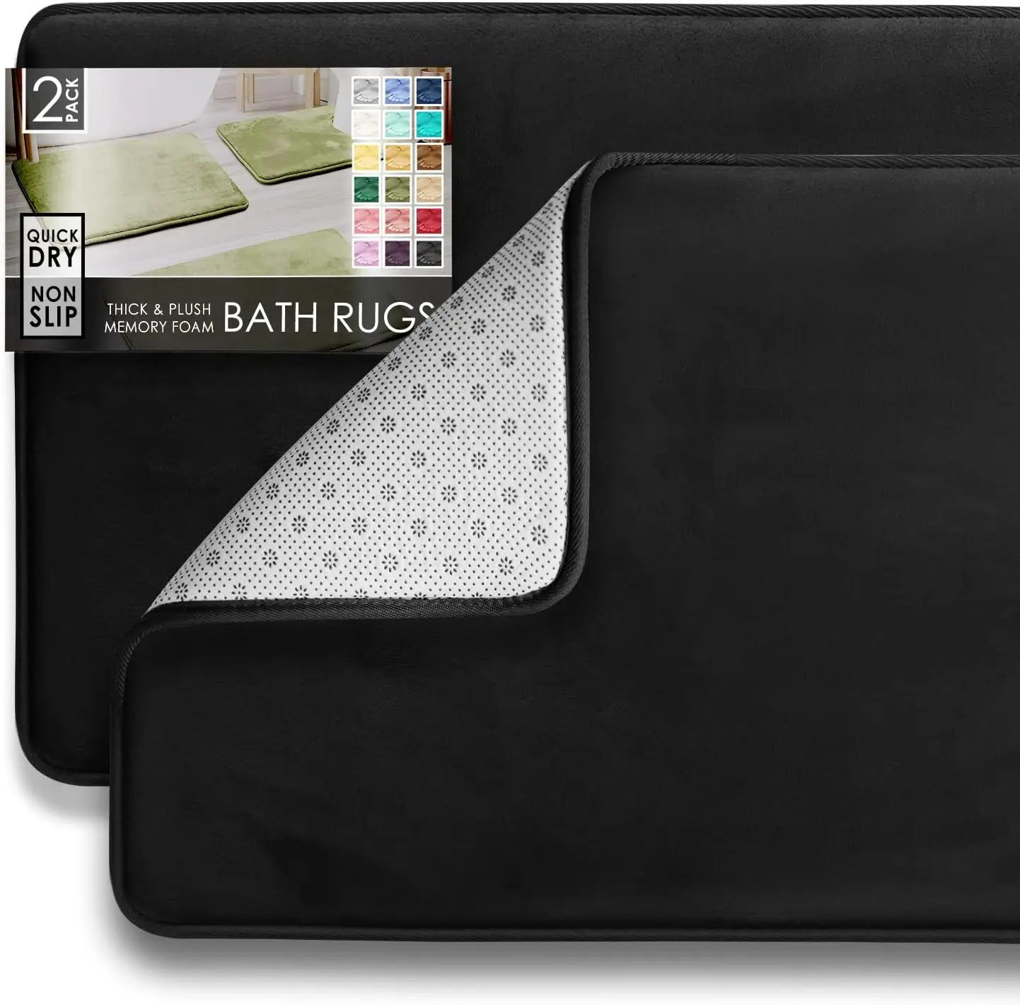

2 Piece Bathroom Rugs Bath Mat Set, Velvet Memory Foam Bath Mats for Bathroom - Non-Slip, PVC Backing Bath Rugs, Washab