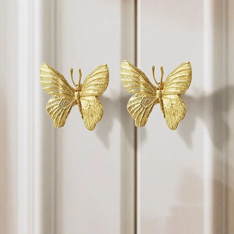 Beicai Gold Brass Cabinet Handles Decor Elegant Wardrobe Dresser Pulls For Children's Room Copper Furniture Hardware