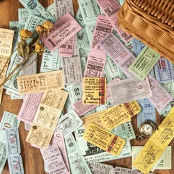 50 pcs/pack Vintage Travel Ticket Stickers Retro Decor Sticker Diy handmade Labels Scrapbooking Material Stationery Supplies